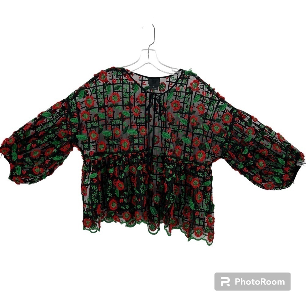 Anna Sui Lace embroiderd Peplum Top Size L